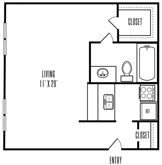 the floor plan for a two bedroom apartment at The Hive